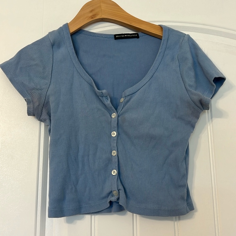 brandy melville blue button up top